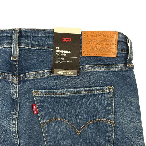 Levi's Women's 721 High Rise Distressed Skinny Jeans Size 34x30 - Picture 5 of 7